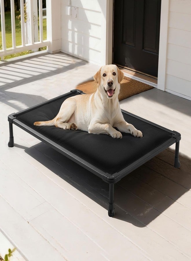 Veehoo Chew Proof Elevated Dog Bed, Durable Raised Pet Cot with Soft PP Cotton-Filled Waterproof Mat, Washable Padded Cot for Indoor, Outdoor & Camping, 41-Inch, Black